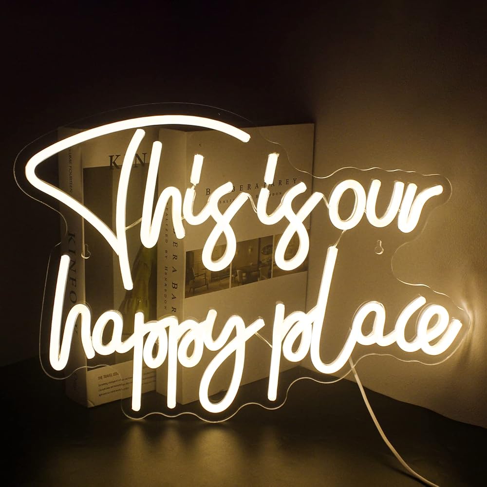 Looklight This is Our Happy Place Neon Sign Warm White Wall Decor