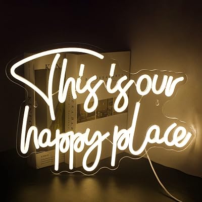 Looklight This is Our Happy Place Neon Sign Warm White Wall Decor