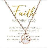 Mikovivi Faith Mountains Necklace, Stainless Steel Mustard Seed Necklace with Inspirational Card, Rose Gold, 45cm, Christian Women's Jewelry Gift