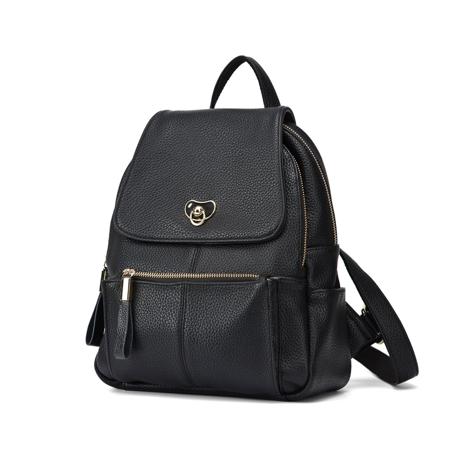 Women's Backpack Handbags Shoulder Bags School Backpack Daypack Laptop Bag PU Leather Black V1(Size:M)