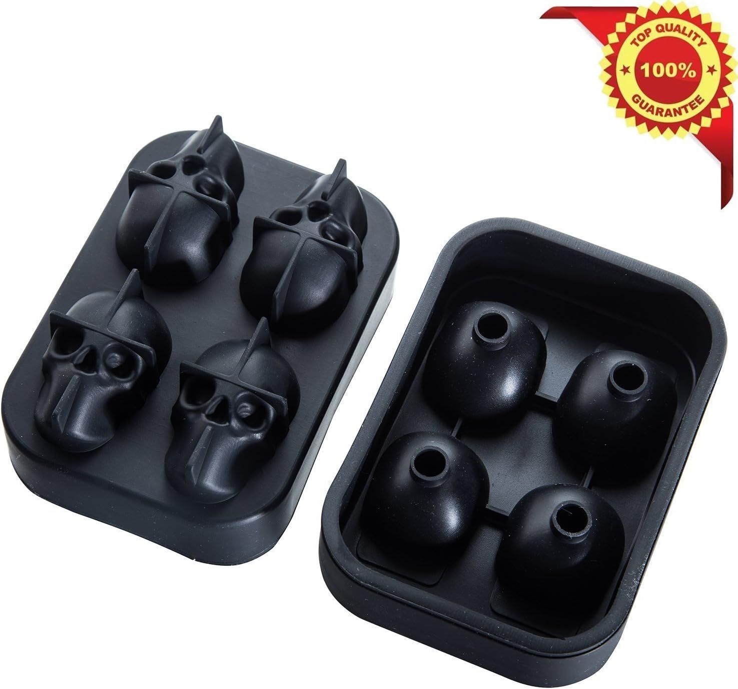 Magnusdeal 3D Silicone Ice Cube Mold Tray, Realistic Skull Mould, 4 Giant Cavities, Maker in Shapes for Juice, Jelly, Chocolate, Whiskey, Cocktails, Cola