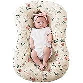 FUNUPUP Muslin Baby Lounger Cover Compatible with Snuggle Me Lounger, Infant Lounger Pillow Cover for Newborn, Removable Newborn Lounger Cover for Boys and Girls, Only Cover, Pink Flower