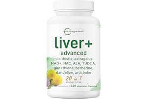 MICRO INGREDIENTS Liver Advanced+, 240 Veggie Capsules | 20-in-1 Complex with Milk Thistle, Dandelion, NAD, NAC, ALA, TUDCA, Glutathione, Artichoke, Turmeric, & Astragalus | Non-GMO, Gluten Free