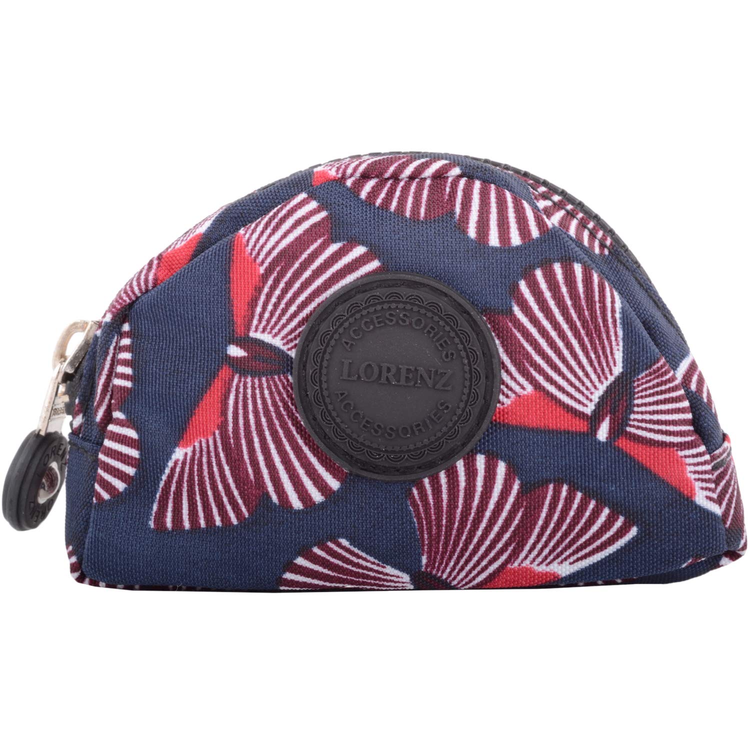 Womens Handy Zip Round Coin/Money Purse/Holder with Inner Clip - Burgundy Butterfly