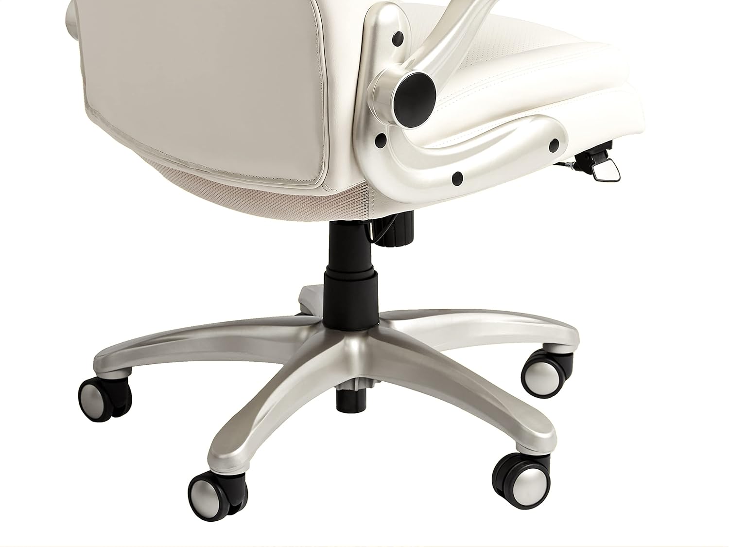 Commercial Ergonomic High-Back Rhombus-Stitched Leather Executive Chair, with Flip-up Armrests and Motive Lumbar Support, Cream/Ivory: Furniture & Decor