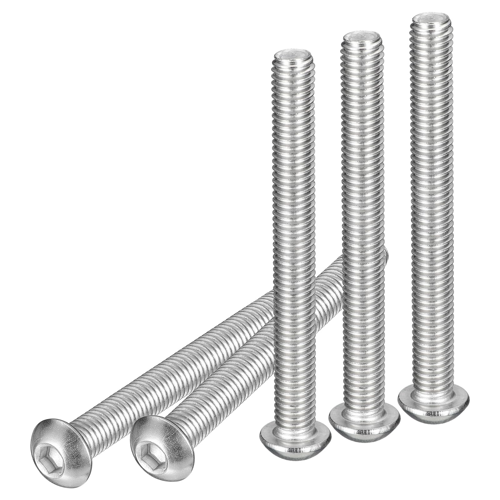 DTGN M8-1.25x75mm Button Head Socket Cap Screws - 6Pack - Good for Machine - 304 Stainless Steel 18/8 - Hex Drive Full Thread Fasteners — image 1