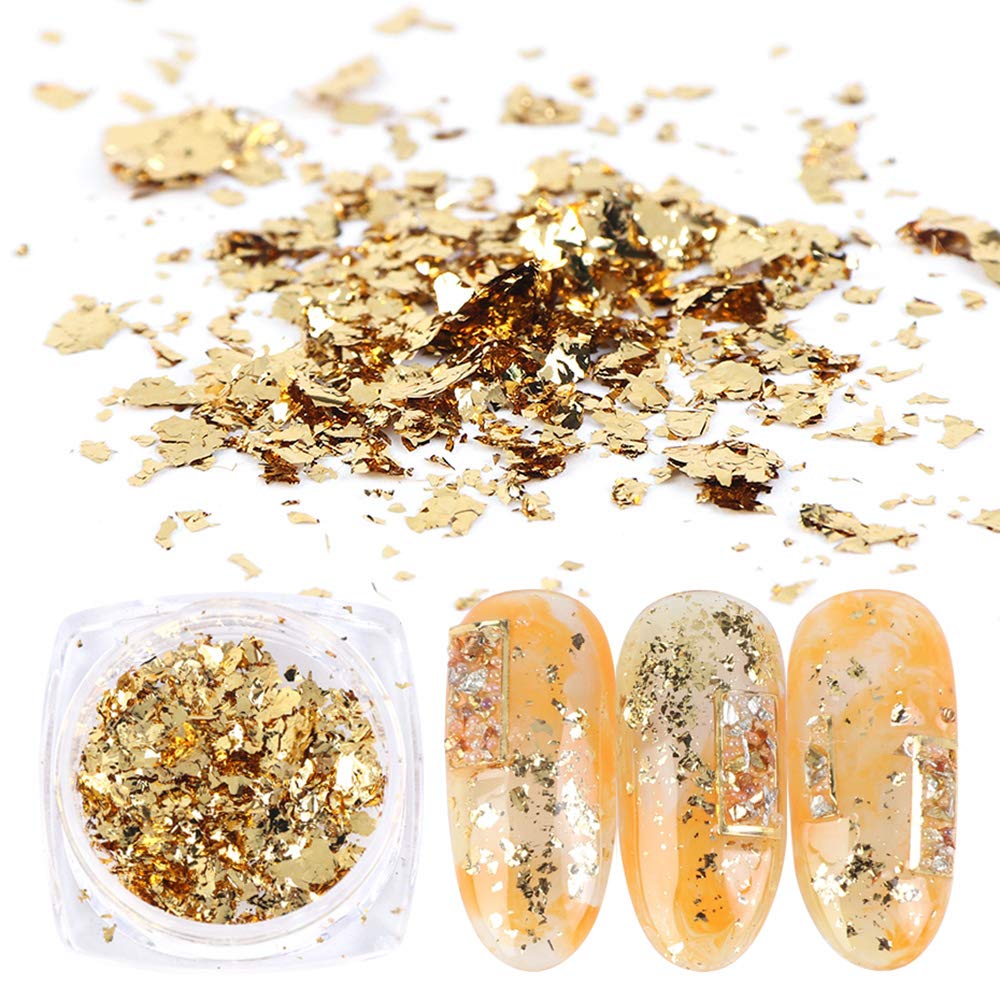 Macute Gold Nail Glitters 8 Colors Metallic Nail Art Sequins for Women Fingernails and Toenails Beauty Designs Manicure Tips Charms Face Decoration Kit Body Accessory Shining Flakes : Beauty