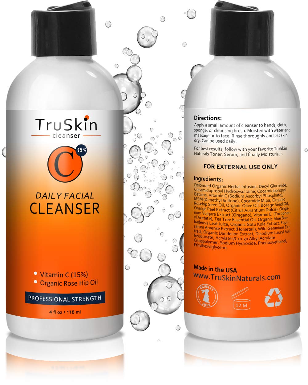 BEST Vitamin C Daily Facial Cleanser - Restorative Anti-Aging Face Wash for All Skin Types with 15% Vitamin C, Aloe Vera, MSM & Rosehip Oil: Beauty