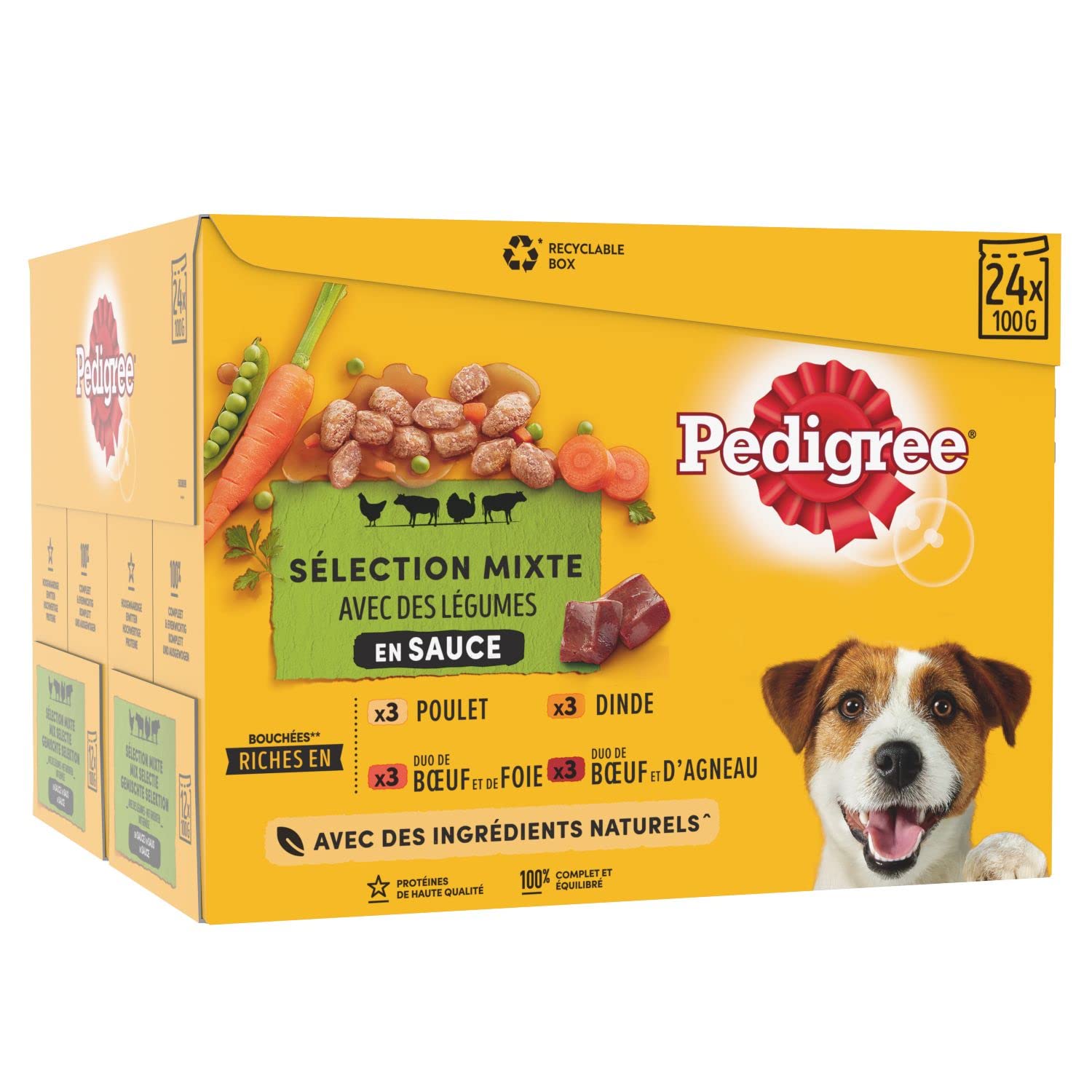 Pedigree Freshness Sachets for Adult Dogs with 4 Flavors in Sauce, 48 Meal Sachets of 100g, (2x 24 x 100g)