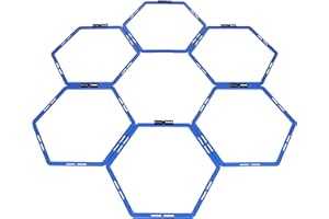 Capelli Sport Hexagonal Speed Rings, Interlocking Hex Agility Ladder Rings with Carry Bag, Blue, Set of 6