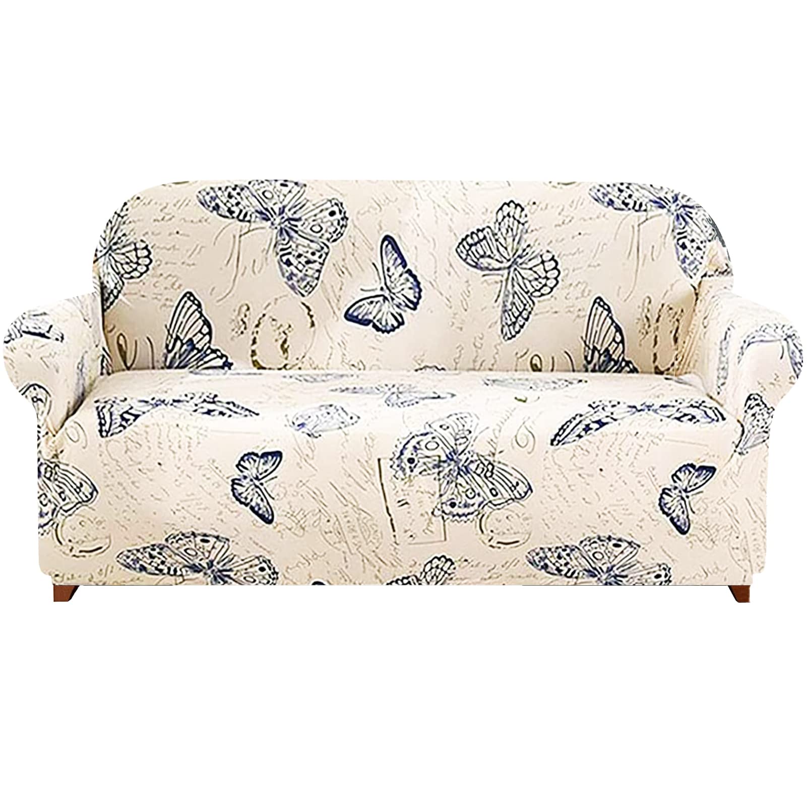 HEYOMART Sofa Cover High Stretch Elastic Fabric 1 2 3 Seater Sofa Slipcover Chair Loveseat Couch Cover Polyester Spandex Furniture Protector Cover with 1 Pillowcase (2 Seater, Pattern #Butterfly)