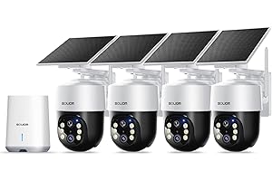 SOLIOM Security Cameras Wireless Outdoor,8MP Ultra HD for Day and Night, No Subscription,Built in Radar,Solar Powered Cameras for Home Security, 360° Pan Tilt Auto Tracking,5G & 2.4G WiFi, 4-Cam Kit
