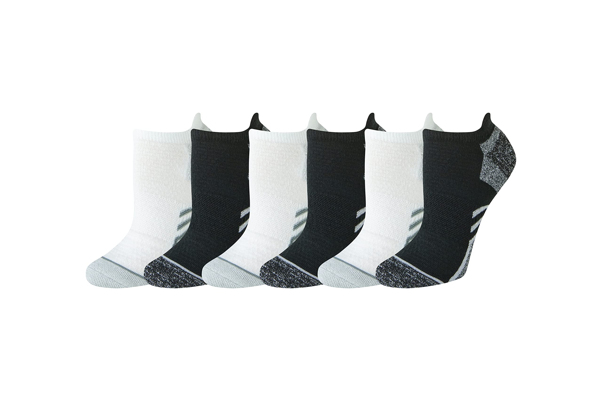 Photo 1 of Amazon Essentials Women's Socks, Performance Zone Cushion, Athletic Tab, 6 Pairs, Black/White, 6-9