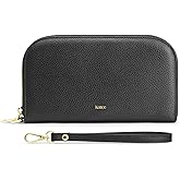 Kattee RFID Wallet Women, Leather Wristlet Wallets for Women,Slim Clutch Purses Card Holder with Removable Wrist Strap