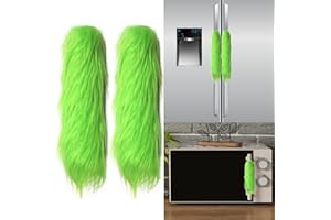 Denylo pro Christmas Refrigerator Handle Covers Green Furry Kitchen Appliance Covers Christmas Faux Fur Fridge Cabinet Knob Covers Protector for Kitchen Appliance Microwave Dishwasher