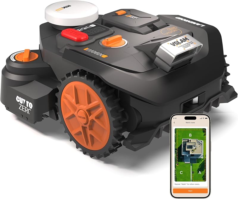 Landroid Vision Cloud WR306E 2WD Robot Cortacésped, Sin Cable Perimetral, hasta 500 m², Evitación de Obstáculos con IA, Navegación VSLAM + RTK Cloud, Mapeo Automático, Control por App