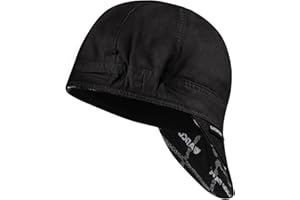 ARCCAPTAIN Reversible Welding Cap with Elastic Retractable Band, 8 Panel Protective Welders Cap, 10 oz Fireproof Cotton Comforts for Safety and Protection While Welding to Men Women, 7 1/4, Black