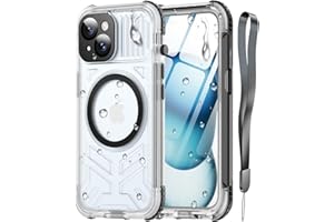 Haireca for iPhone 15 Waterproof Case, [Built-in Lens & Screen Protector] [IP68 Underwater] [15FT Military Shockproof], Frosted Back Full Body Protection 15 Phone Case 6.1", Black