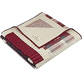 Woolrich Luxury Quilted Throw - Cabin Lifestyle, Patchwork with Moose Design All Season, Lightweight and Breathable Cozy Bedding Layer Throws for Couch Sofa, 50" W x 70" L, Huntington Red