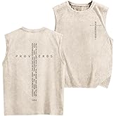 Lubpow Christian Gym Workout Tank Tops for Men Vintage Bible Verse Cross Graphic Sleeveless Muscle Shirts Acid Wash Tanks Top