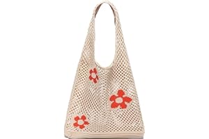 CATMICOO Crochet Mesh Beach Tote Bag Summer Aesthetic Knit Bag for Women