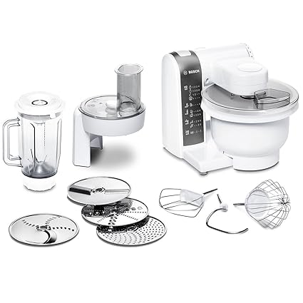Bosch MUM48020DE Küchenmaschine 600 W, 3,9 L, Durchlaufschnitzler, Mixer-Aufsatz, weiß