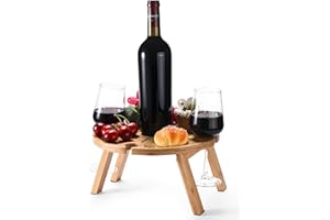 Prosumer's Choice Small Camping Foldable Table for Outdoor - 6x11x11-Inch Mini Picnic Table for Beach, Barbecue, or Road Trip - Portable Picnic Accessories, Wine Rack Collapsible Table - Brown