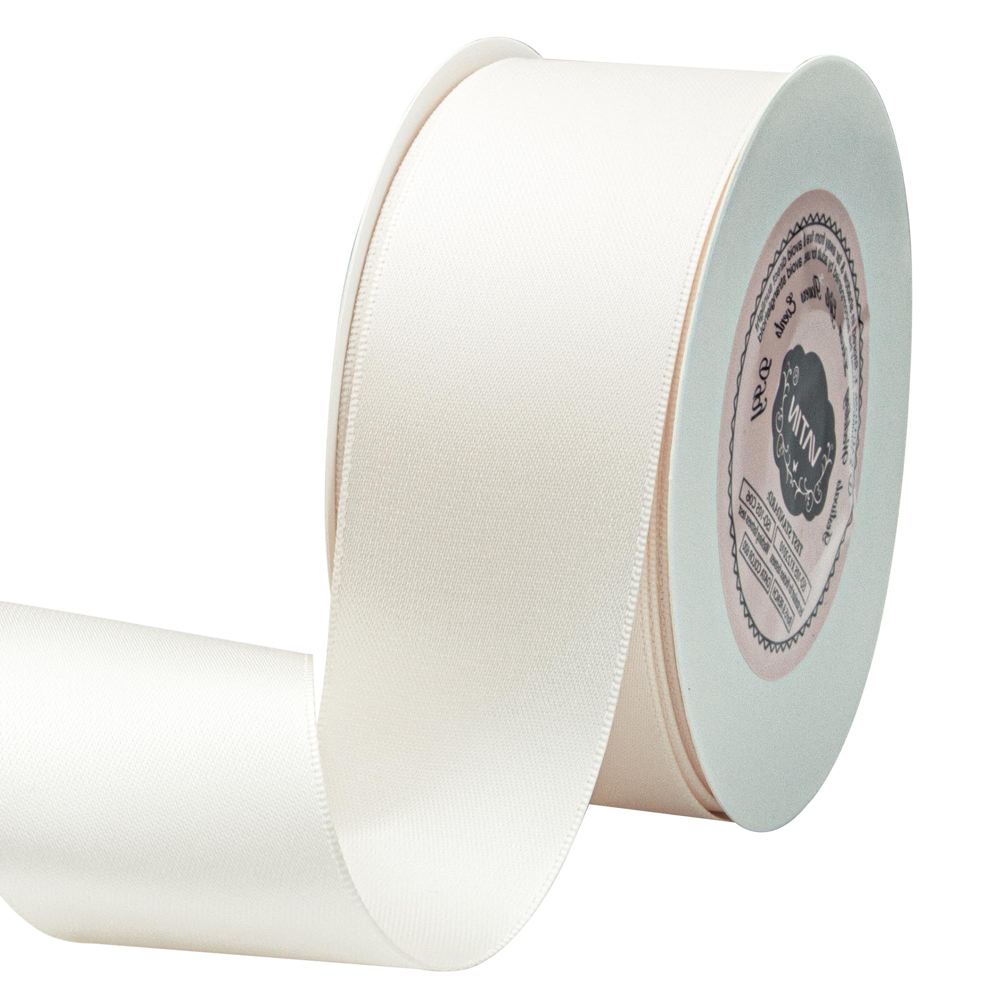 VATIN 38mm Wide Double Faced Polyester Cream Satin Ribbon Continuous Ribbon- 23 Metre, Perfect for Wedding, Gift Wrapping, Bow Making& Other Projects