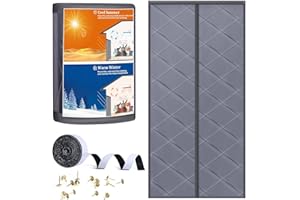 FAIYRAL Magnetic Thermal Insulated Door Curtain, Door Insulation Cover Screen for Doors Size 36" x 82", Durable Oxford Cloth & Thicken Polyester Fiber Fill for Garage Attic Doorways Hallway, Gray