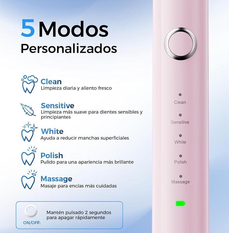 Cepillo de Dientes Eléctrico de Rotación para Adultos Niños, Rosa