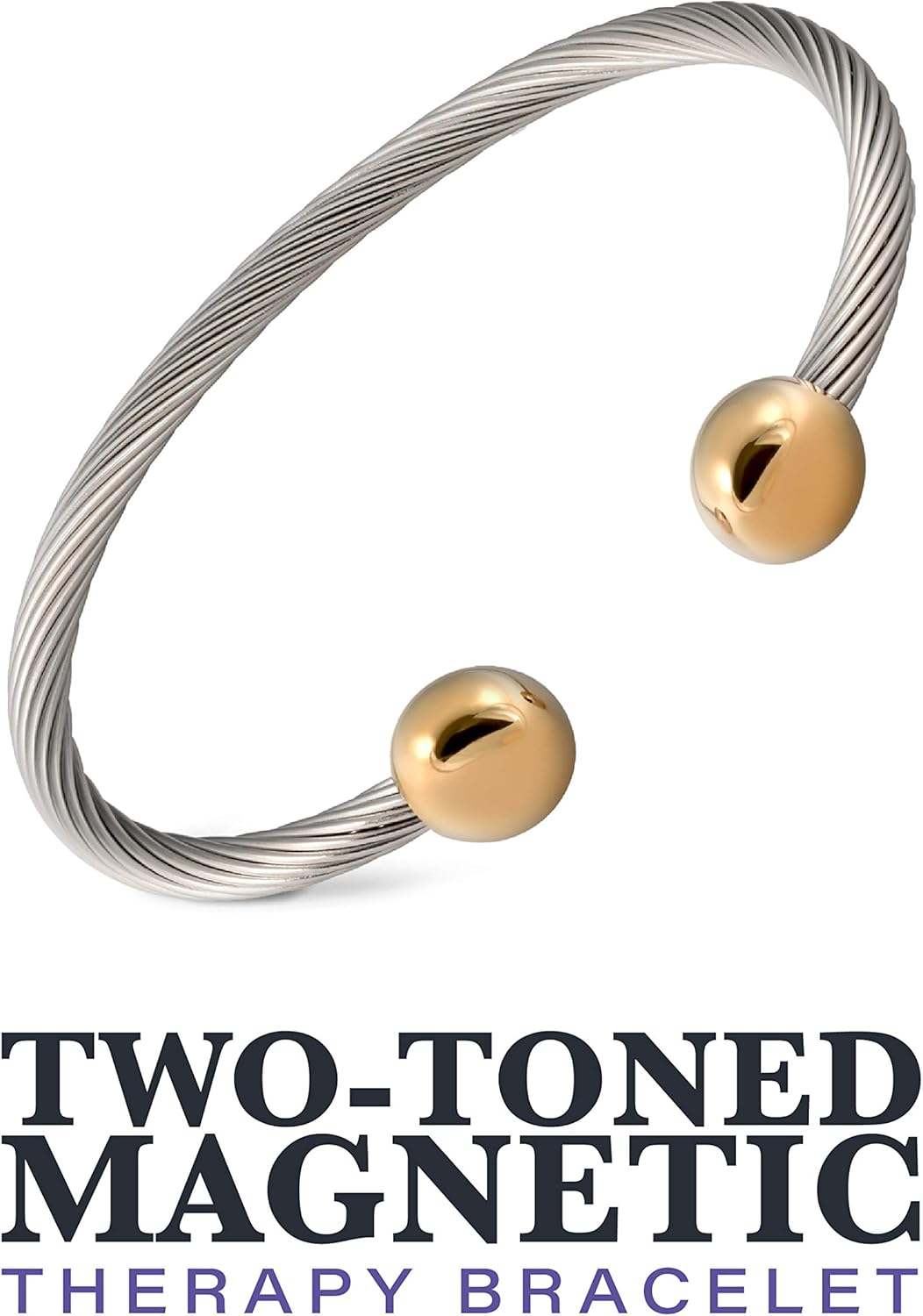 MAGNETJEWELRYSTORE 2-Tone Stainless Steel Magnetic Therapy Bracelet: Health & Personal Care