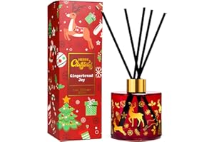 Xcleen Reed Diffuser Set, Gingerbread Joy Christmas Oil Diffuser with Sticks, Home Fragrance Reed Diffuser for Bathroom Office Shelf Decor, Scented Room Fresheners, Holiday Ideal Gift 6.7 Fl.Oz