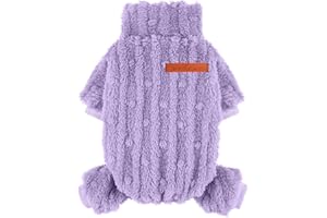 KOSIYI Dog Pajamas for Small Dogs Boy Girl, Turtleneck Pullover Sweater Thick Warm Clothes, Cold Weather Fleece Coat, Puppy Pjs Chihuahua Yorkie Winter Onesies Pet Doggie Male Female (Purple, XX-Small)