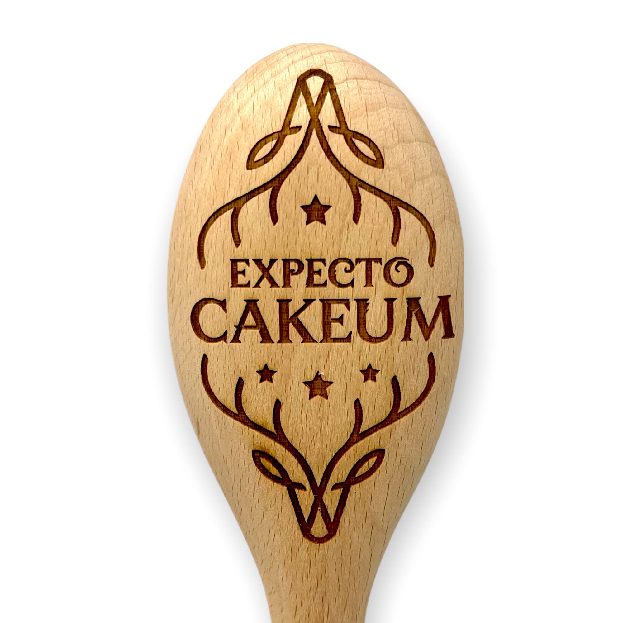 Harry The Wizard Baking Gift - Wooden Spoon Wand - Engraved Inscription - Cooking Baking Gift for Men & Women - Unofficial Fan Item (Expecto Cakeum)