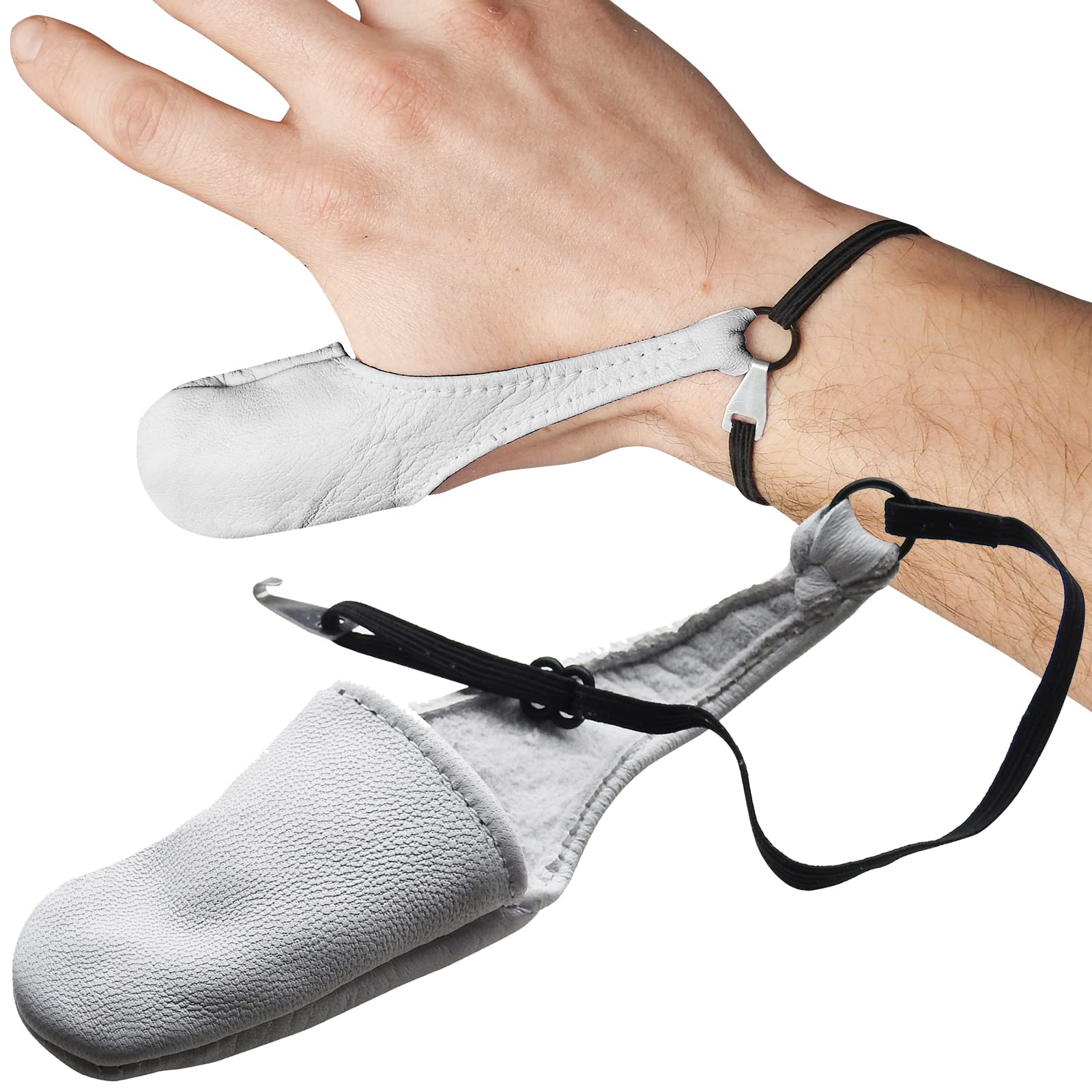 RE-GEN Leather Reusable Protective Adjustable First Aid Thumb Stall Protection Cot - White (Large)