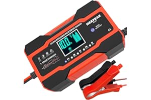 NEXPEAK NC201 10-Amp Battery Charger, Smart Trickle Charger 12V 24V Car Battery Charger Fully Automatic Maintainer Desulfator w/Temp Compensation for Car Truck Lawn Mower Boat Marine Batteries