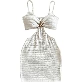 Floerns Women's Boho Knitted Cut Out Bodycon Dress Starfish Decor Backless Cami Mini Dress