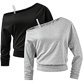RoseSeek Girl's Long Sleeve Shirts Off The Shoulder Tops Trendy Fall Y2k Tops Cute Clothes for Teen Girls