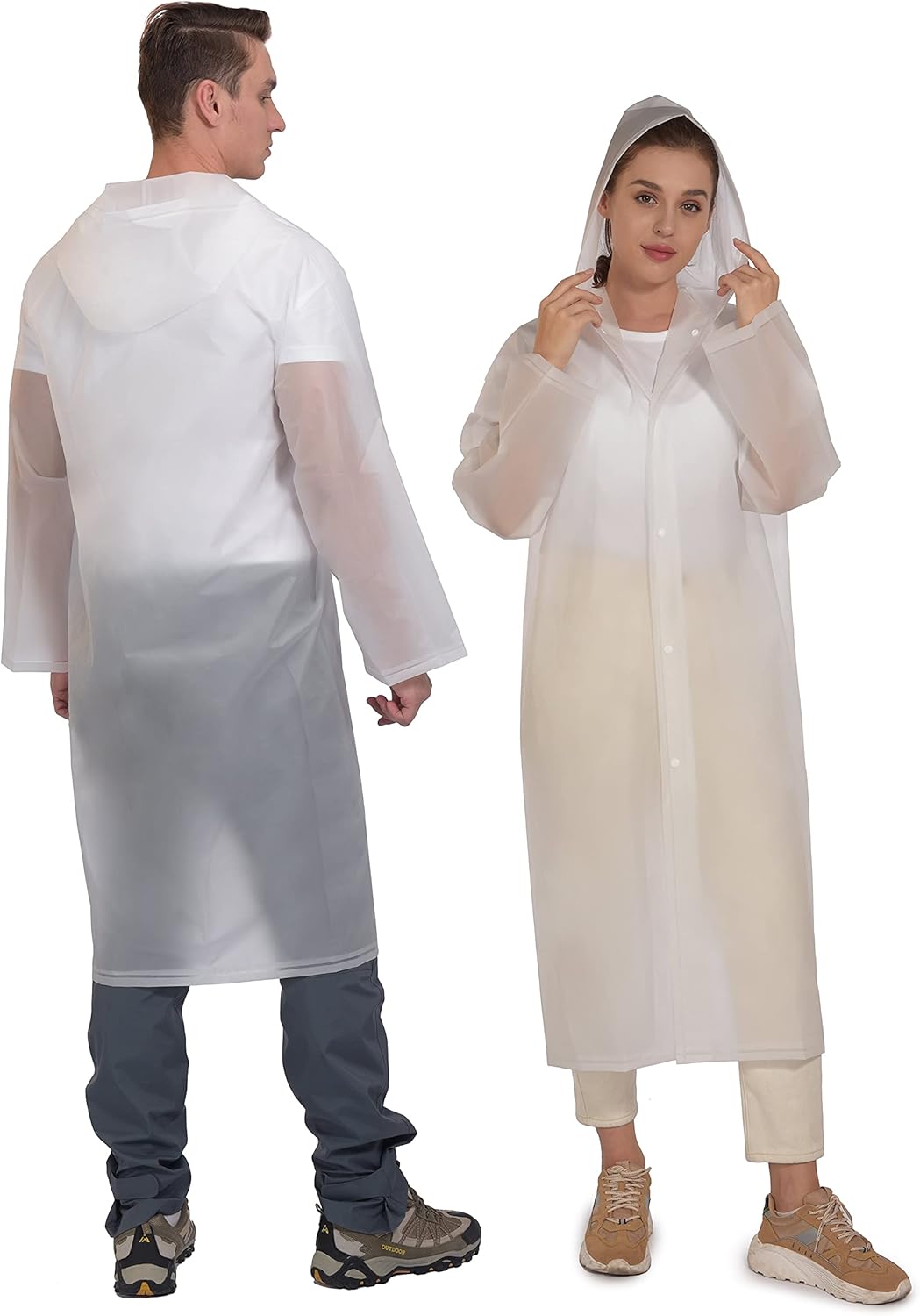 Little Donkey Andy Portable EVA Raincoats for Adults, Reusable Emergency Rain Ponchos with Hood Rain Gear Jacket: Clothing