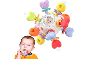 Infinno Baby Rattle Spinner Toy for Teething with Soft BPA-Free Silicone for 0–12 Months – Interactive Spinning Sensory Toy w