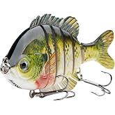 BASSDASH SwimPanfish Multi Jointed Bluegill Bass Fishing Lure Swimbaits | 3.5in 0.85oz, Topwater Crank Design, Hard Swimbait for Panfish Bluegill Bass Freshwater Fishing