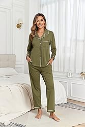 COLORFULLEAF Women's 100% Cotton Long Sleeve Pajama