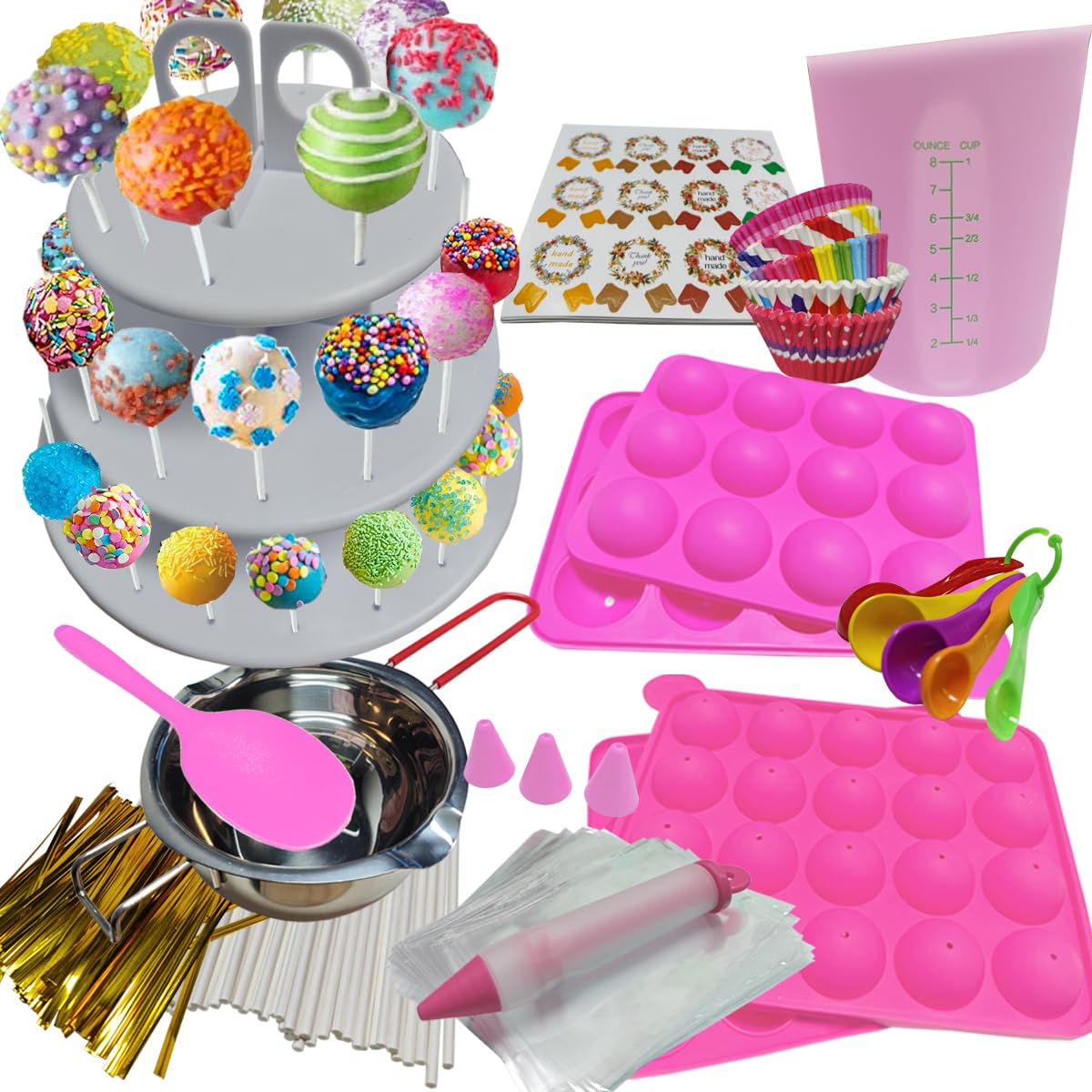 Photo 1 of ARNISION 539PCS Cake Pop Maker Kit - Silicone Lollipop Molds Baking Supplies with 3 Tier Display Stand | Chocolate Candy Melting Pot | Bags and Twist Ties | Cakepop Sticks | Decorating Pen