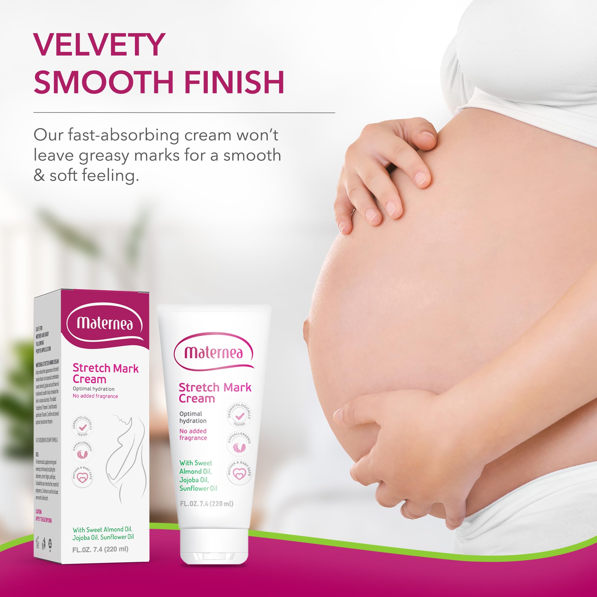 Maternea Stretch Mark Cream - Provides optimal skin hydration and improves its appearance. 7.44 FL. OZ. (220ml)