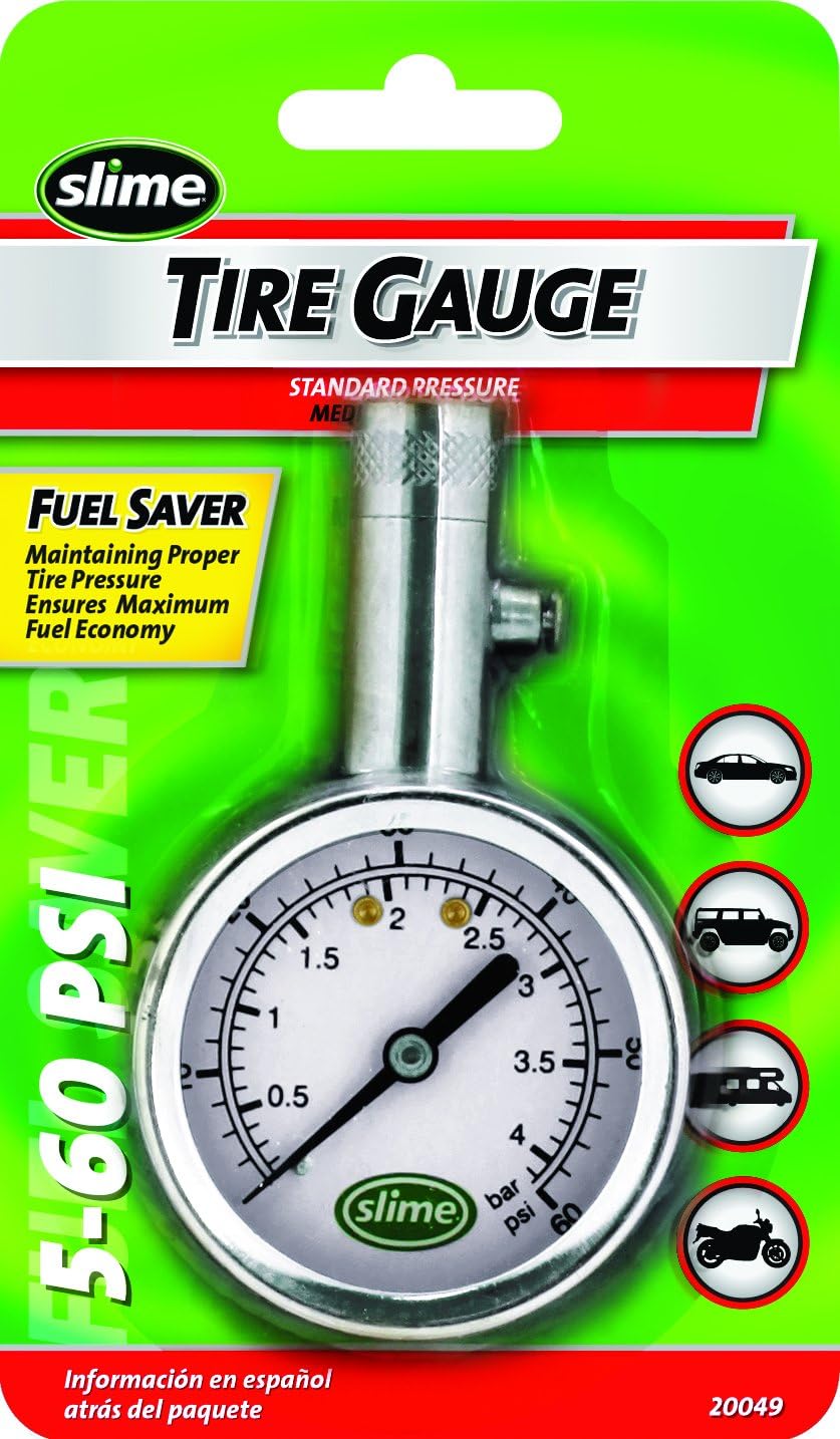 Slime 20049 Large Face Dial Tire Gauge, 5-60 PSI: Automotive