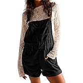 Women Corduroy Overalls Short Jumpsuits Adjustable Straps with Pockets Sleeveless Rompers