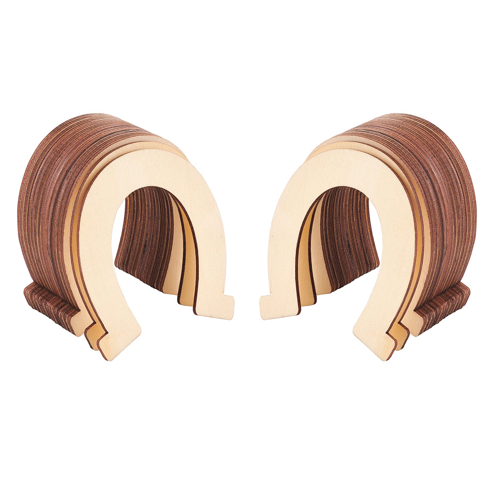 NBEADS 24 Pcs Wooden Horseshoe Cutouts, Unfinished Blank Horseshoe Shapes Wood Discs Slices for DIY Craft Gift Wedding Party Ornaments