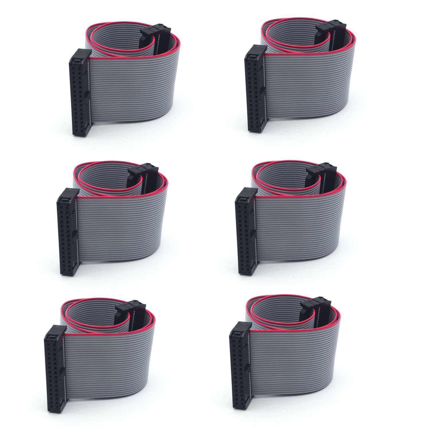 Antrader 6-Pack 30CM 30P USB ASP ISP JTAG AVR Wire 2 x 15P IDC Flat Ribbon Data Cable 2.54mm Connector