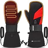 FEETMOR Heated Mittens for Women Men - Electric Rechargeable Dual-Heated Ski Touchscreen Winter Gloves for Arthritis Raynaud Snowboarding Camping Hiking Skiing