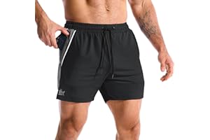 BROKIG Mens DriArmor Gym Shorts,5" Lightweight Running Workout Athletic Tennis Short for Men with Zip Pocket